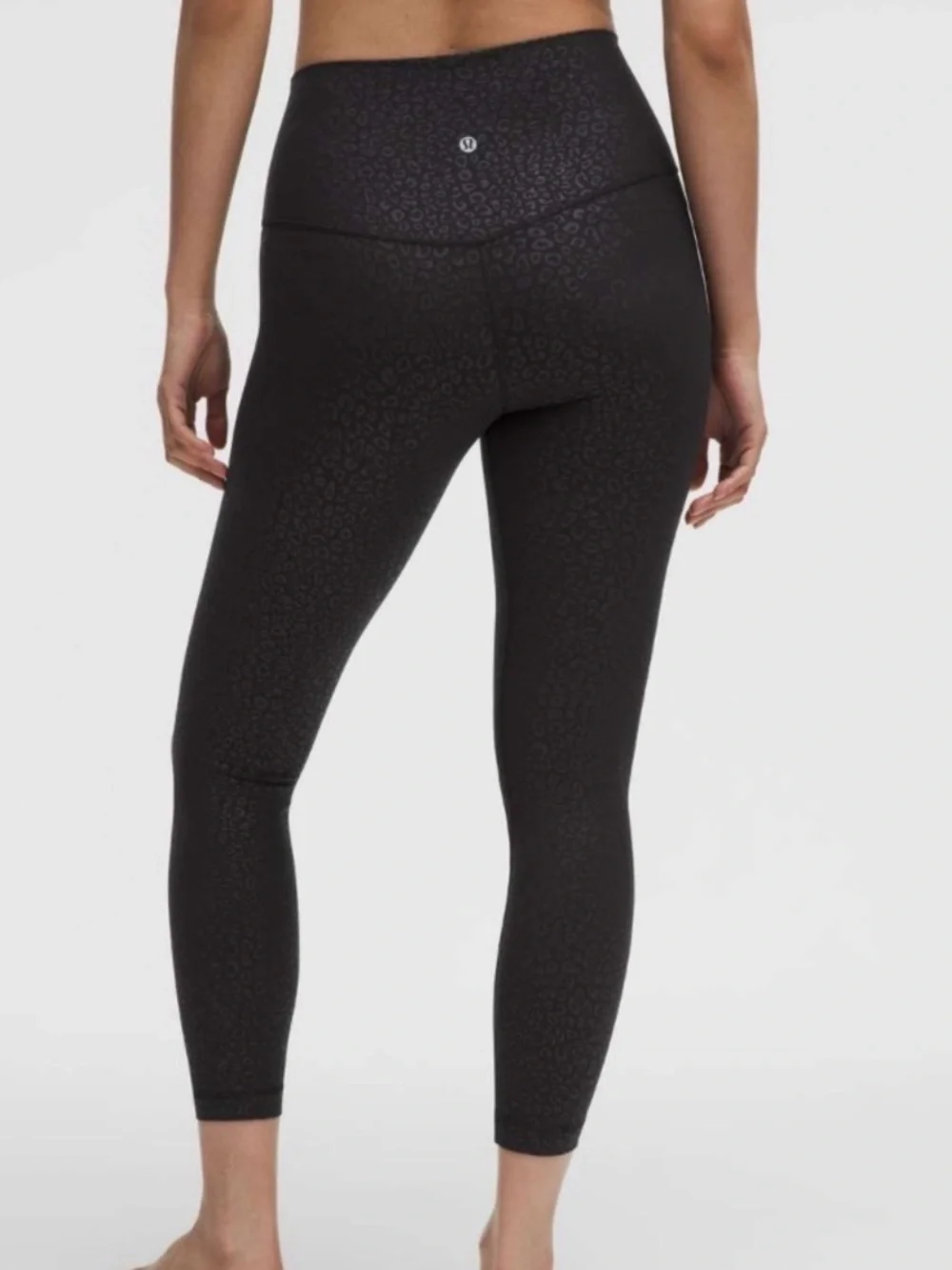 lululemon Align High Rise Black Leopard Daisy Emboss Tonal Black Leggings